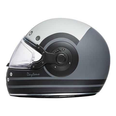 MATTE GRAY, BLACK & WHITE DAYTONA RETRO MOTORCYCLE HELMET - R6R