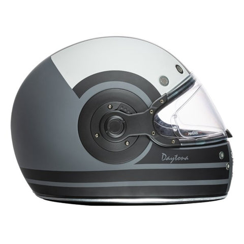 MATTE GRAY, BLACK & WHITE DAYTONA RETRO MOTORCYCLE HELMET - R6R