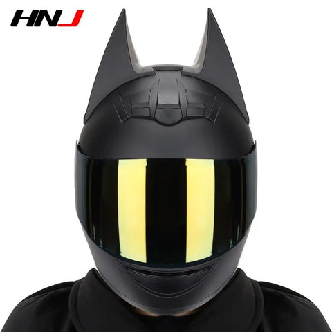 Matte Black Batman HNJ Motorcycle Helmet with Black Visor