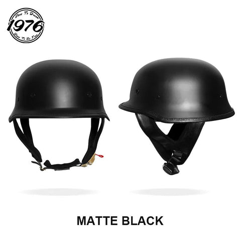 Black Half Face Soldier Motorcycle Helmet