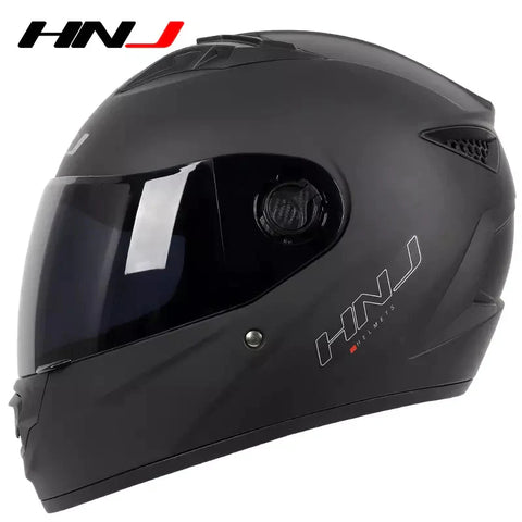 Matte Black HNJ Motorcycle Helmet with Black Visor