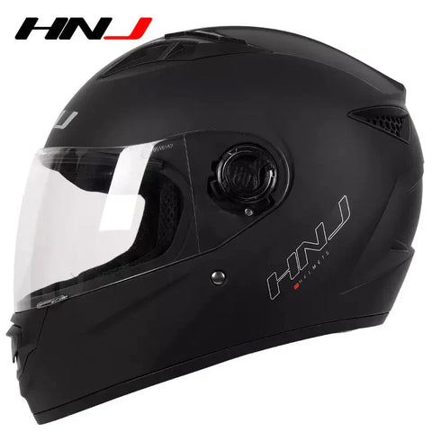 Matte Black HNJ Motorcycle Helmet with Black Visor