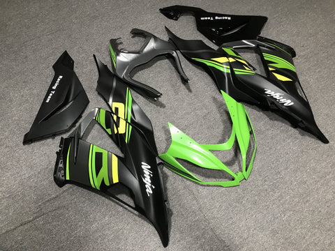 Fairing kit for a Kawasaki ZX6R 636 (2013-2018) Matte Black, Matte Green & Matte Yellow