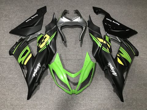 Fairing kit for a Kawasaki ZX6R 636 (2013-2018) Matte Black, Matte Green & Matte Yellow