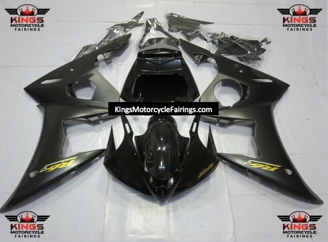 Yamaha YZF-R6 (2003-2004) Matte Black, Gloss Black & Gold Fairings