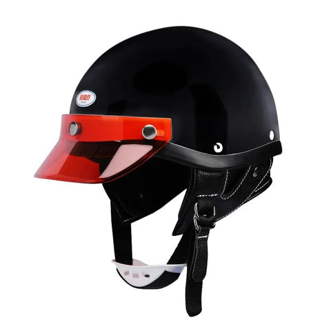 Matte Black Retro Open Face 3/4 Beasley Motorcycle Helmet