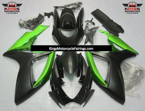 Suzuki GSXR750 (2006-2007) Matte Black & Green Fairings