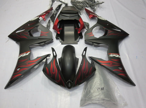 Yamaha YZF-R6 (2005) Matte Black & Matte Red Flame Fairings