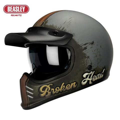 Matte Gray Broken Heart Beasley Motorcycle Helmet