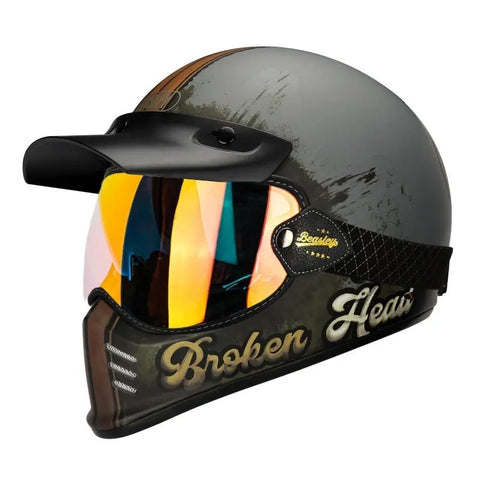 Matte Gray Broken Heart Beasley Motorcycle Helmet