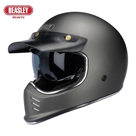 Matte Gray Beasley Motorcycle Helmet