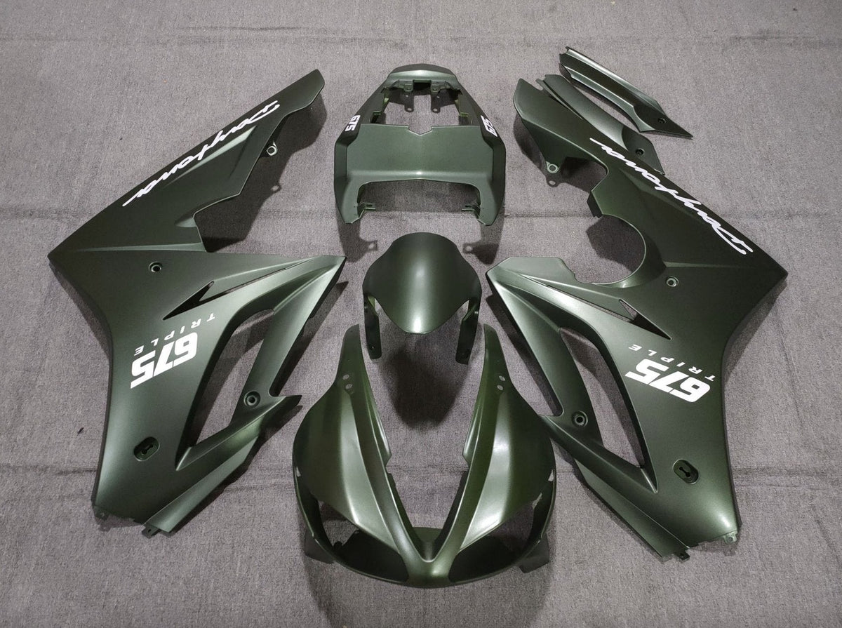 Triumph Daytona 675 (2009-2012) Matte Green & White Fairings