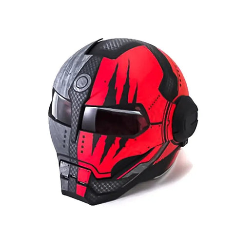 Black & Red Claw Scratch Iron Man Motorcycle Helmet