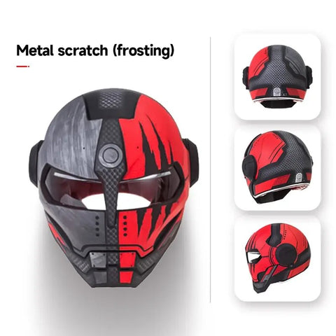 Black & Red Claw Scratch Iron Man Motorcycle Helmet