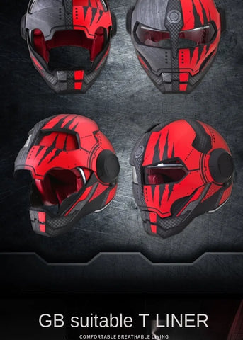 Black & Red Claw Scratch Iron Man Motorcycle Helmet