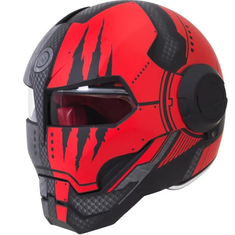 Black & Red Claw Scratch Iron Man Motorcycle Helmet