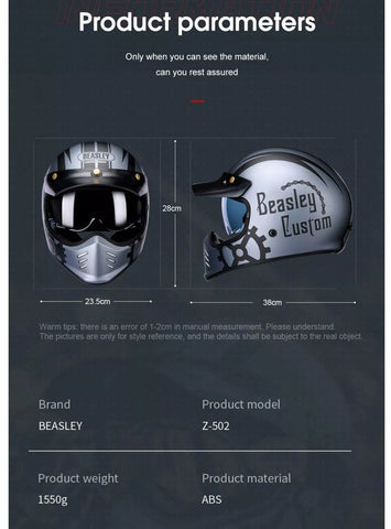 Matte Gray Beasley Motorcycle Helmet