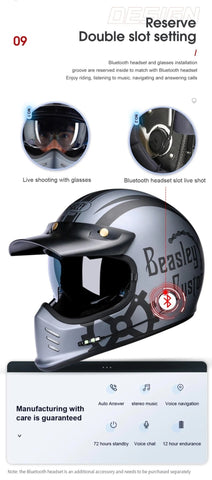 Matte Black Beasley Motorcycle Helmet