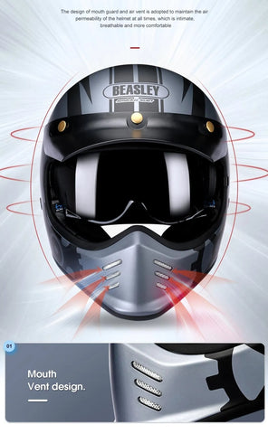 Matte Black Beasley Motorcycle Helmet