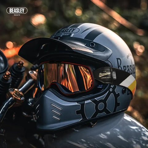 Matte Gray Beasley Motorcycle Helmet