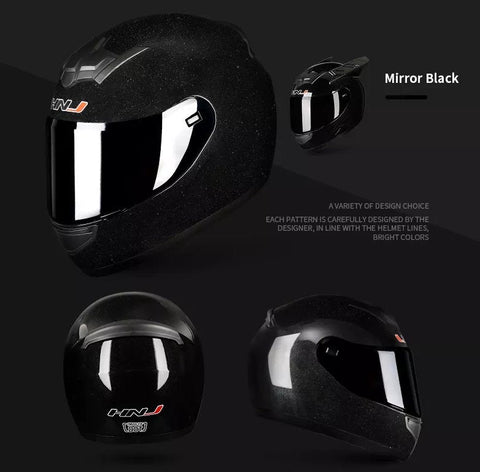 Metallic Black HNJ Motorcycle Helmet