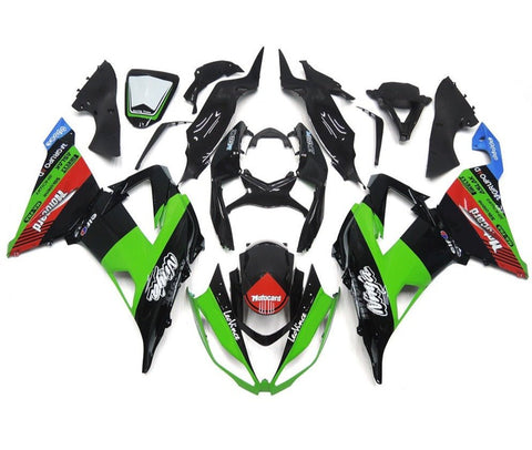 Fairing kit for a Kawasaki ZX6R 636 (2013-2018) Black, Green, Red & Blue Motocard