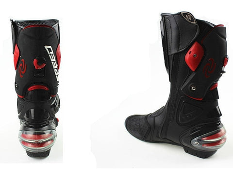 Red, Black & White Speed Leather Motorcycle Boots