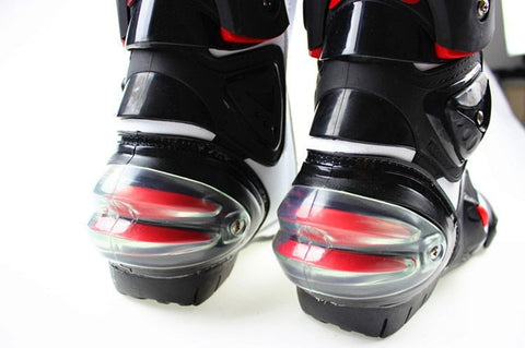 Red, Black & White Speed Leather Motorcycle Boots