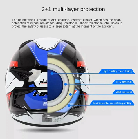 Blue Mint HNJ Motorcycle Helmet with Clear Visor