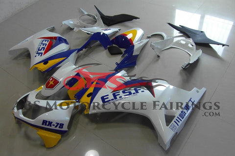 Fairing kit for a Kawasaki Ninja 250R (2008-2013) White, Blue & Yellow EFSF