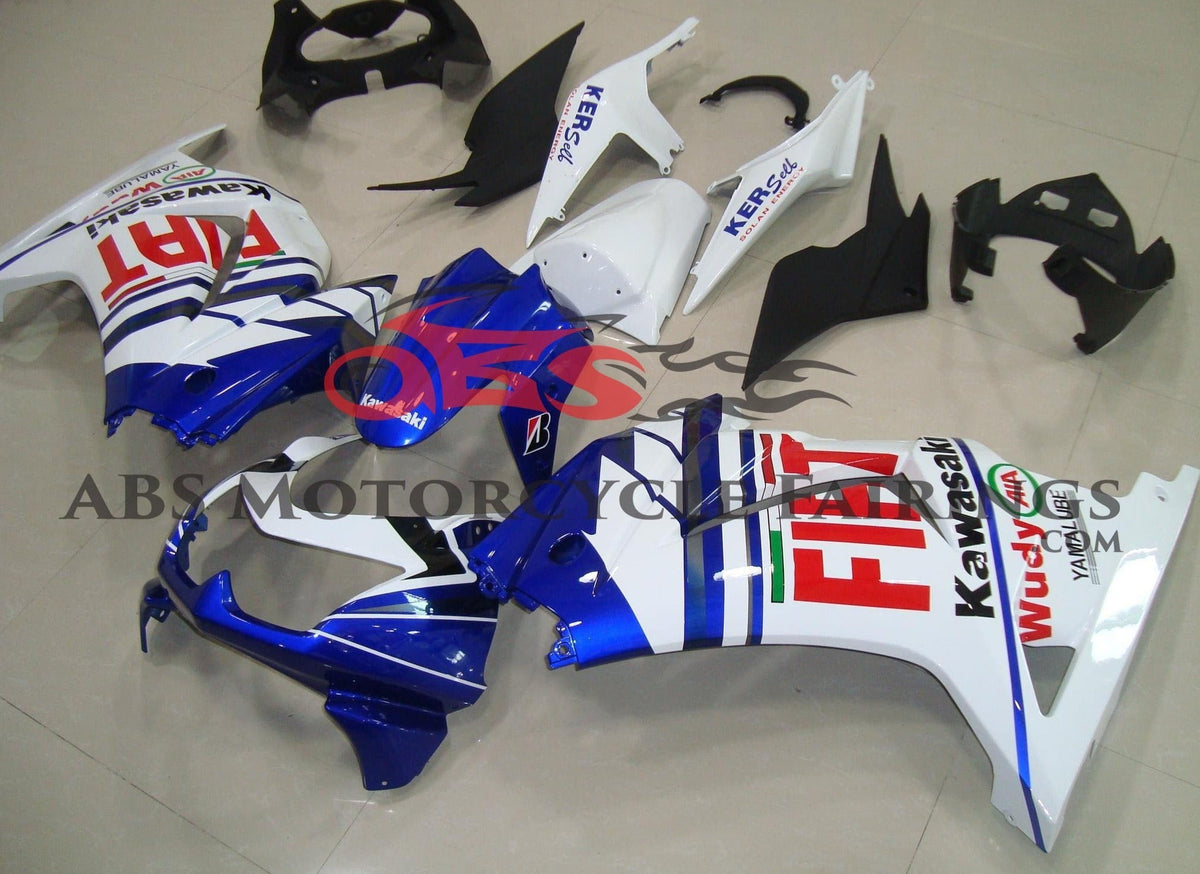 Fairing kit for a Kawasaki Ninja 250R (2008-2013) Blue, White & Red FIAT