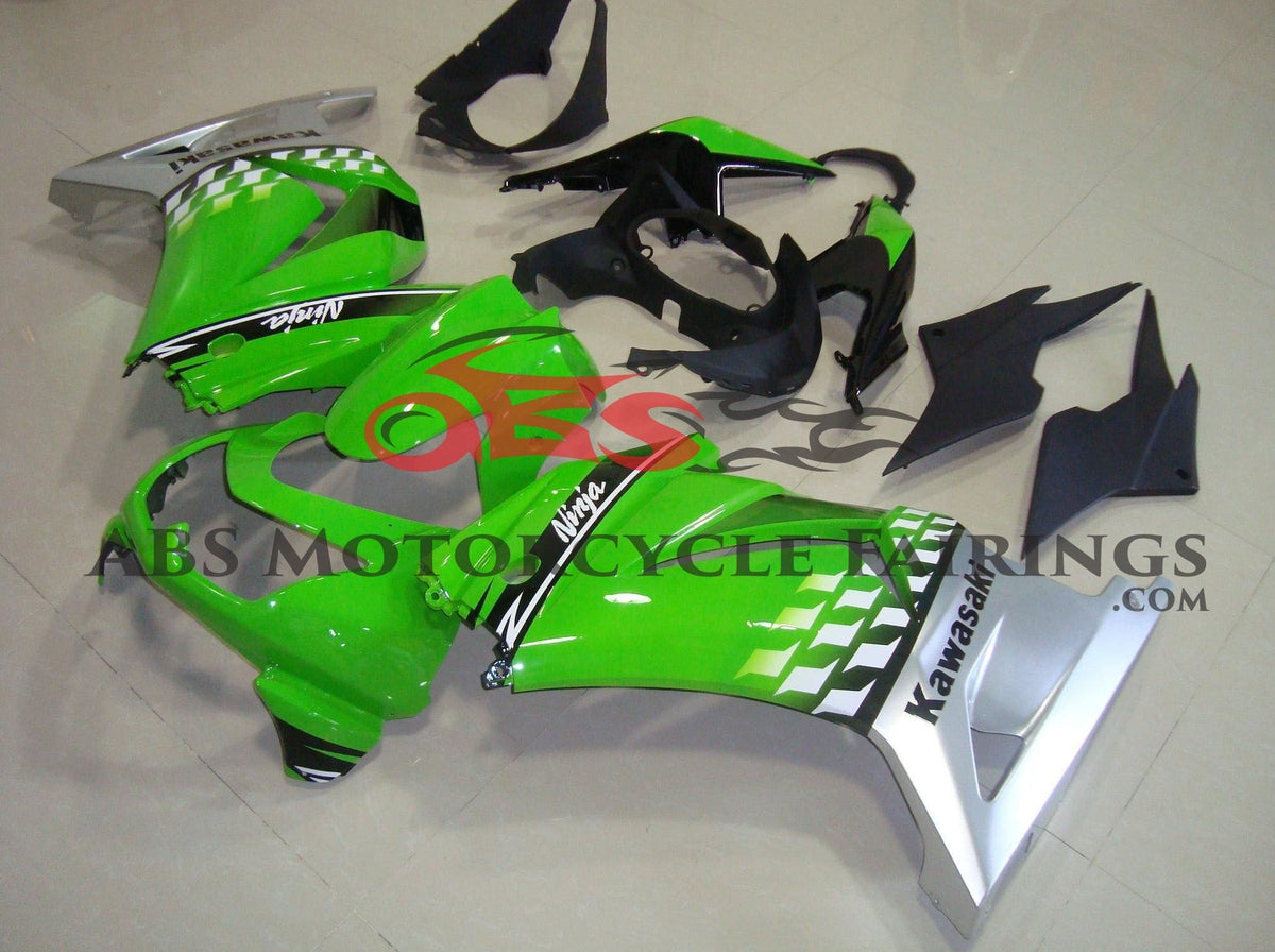 Fairing kit for a Kawasaki Ninja 250R (2008-2013) Green & Silver