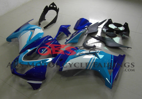 Fairing kit for a Kawasaki Ninja 250R (2008-2013) Dark Blue, Light Blue & White