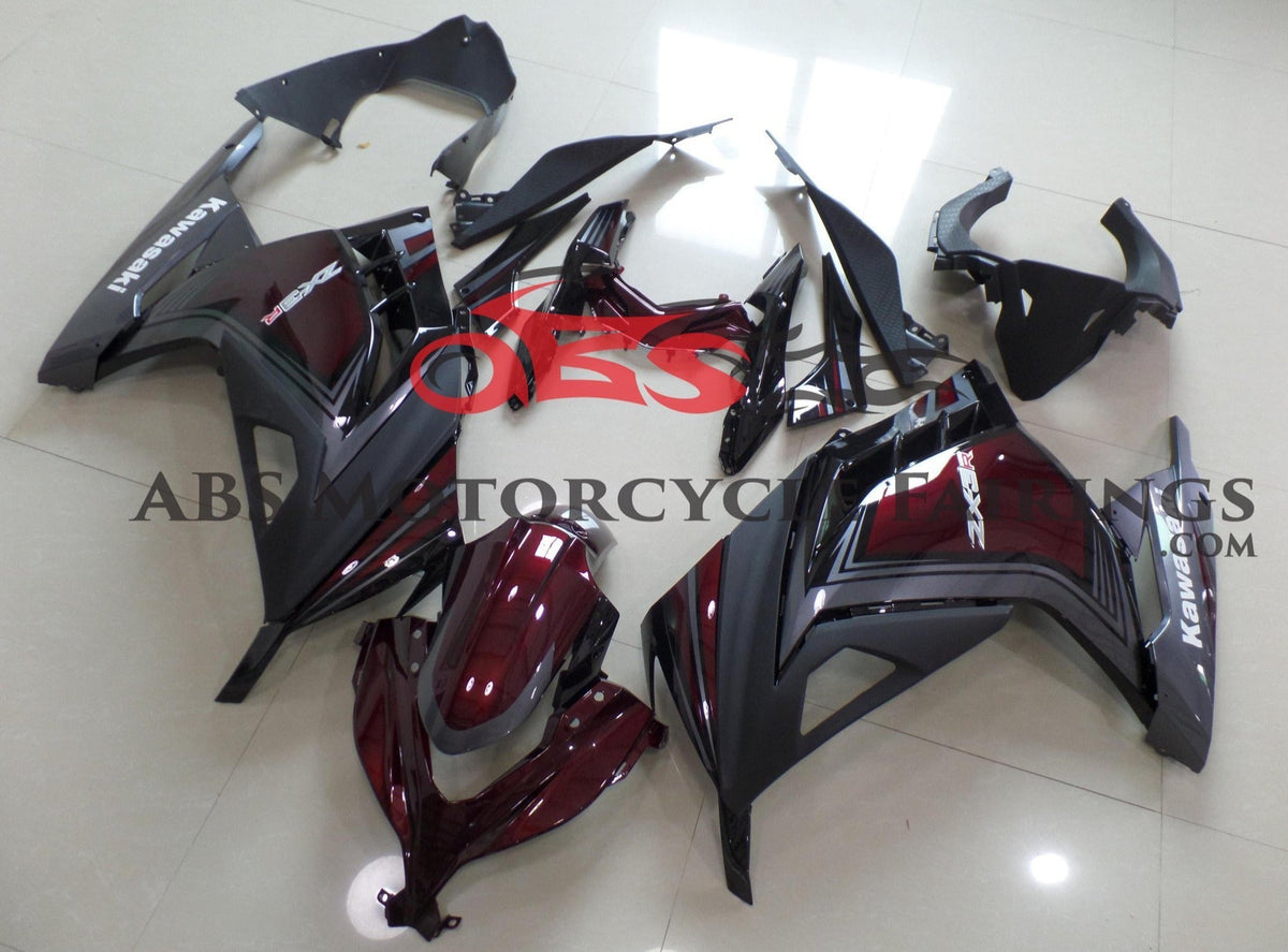 Fairing kit for a Kawasaki Ninja 300 (2013-2017) Burgundy Red, Gray & Black