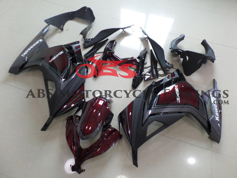 Fairing kit for a Kawasaki Ninja 300 (2013-2017) Burgundy Red, Gray & Black