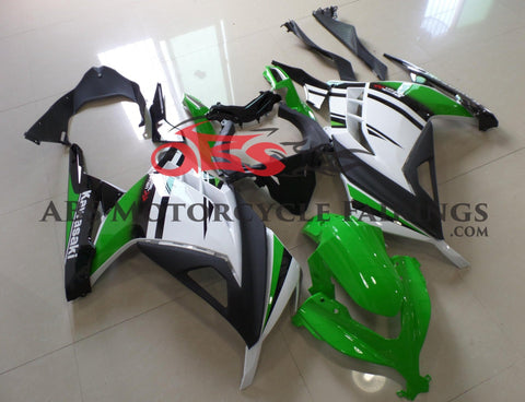 Fairing kit for a Kawasaki Ninja 300 (2013-2017) Green, White & Black