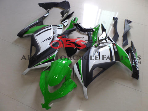 Fairing kit for a Kawasaki Ninja 300 (2013-2017) Green, White & Black