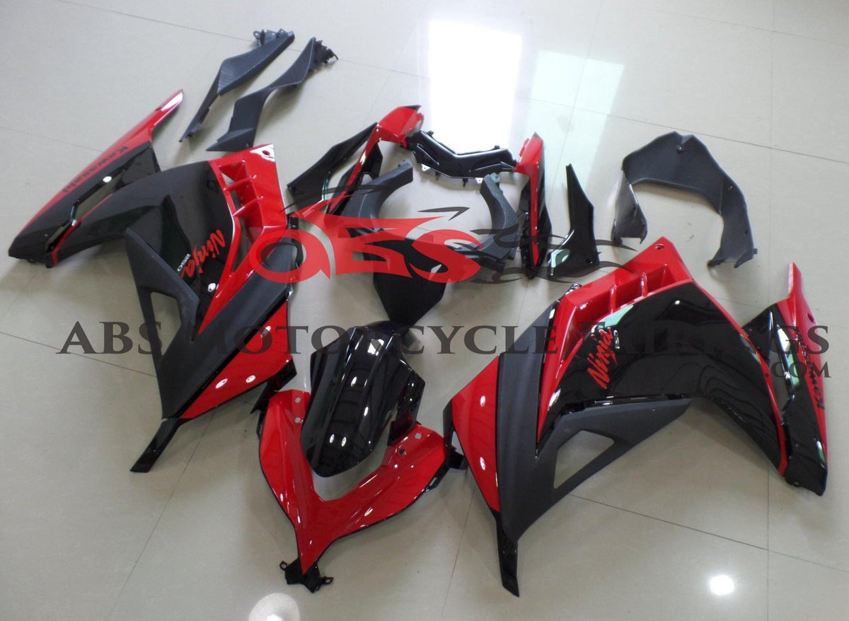 Fairing kit for a Kawasaki Ninja 300 (2013-2017) Red, Black & Matte Black