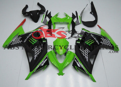 Fairing kit for a Kawasaki Ninja 300 (2013-2017) Green & Black Monster