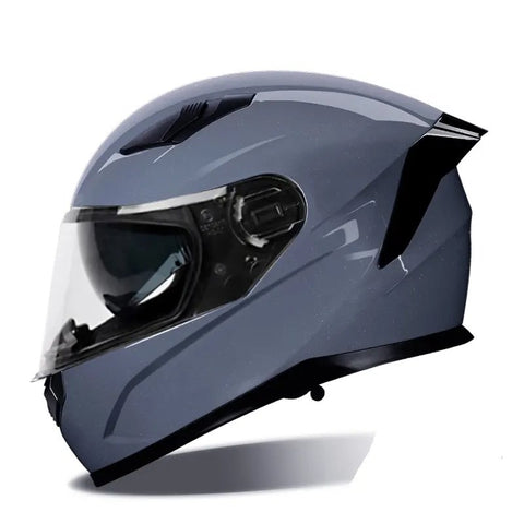 Nardo Gray HNJ Motorcycle Helmet with Clear Visor