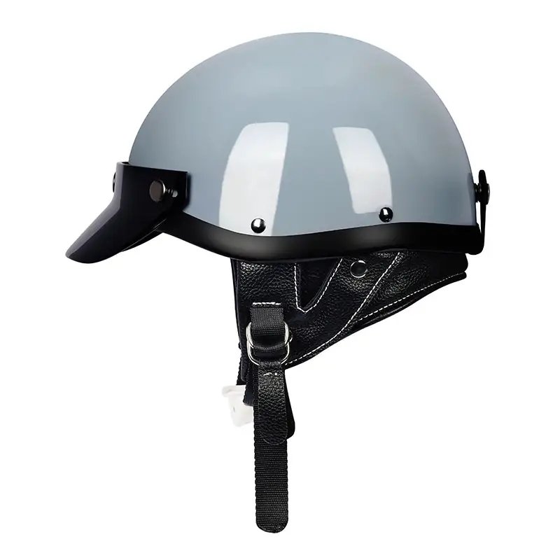 Nardo Gray Retro Open Face 3/4 Beasley Motorcycle Helmet