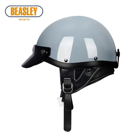 Nardo Gray Retro Open Face 3/4 Beasley Motorcycle Helmet