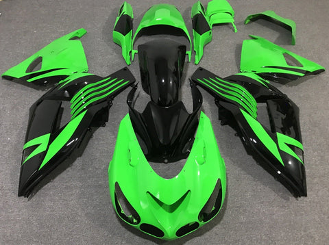 Fairing kit for a Kawasaki Ninja ZX14R (2006-2011) Neon Green & Black