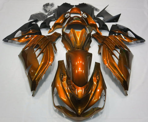 Fairing kit for a Kawasaki Ninja ZX14R (2012-2021) Orange & Black Flames