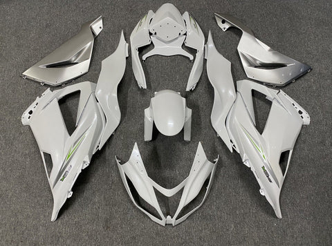 Fairing kit for a Kawasaki ZX6R 636 (2013-2018) Pearl White, Silver & Green