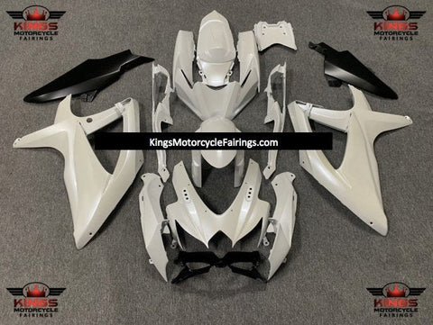 Suzuki GSXR600 (2008-2010) Pearl White & Matte Black Fairings