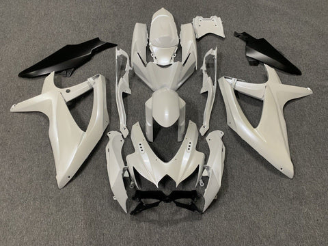 Suzuki GSXR600 (2008-2010) Pearl White & Matte Black Fairings