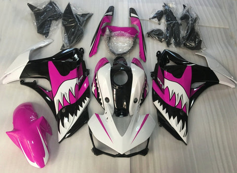 Yamaha YZF-R3 (2015-2018) White, Pink & Black Shark Teeth Fairings