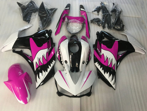 Yamaha YZF-R3 (2015-2018) White, Pink & Black Shark Teeth Fairings