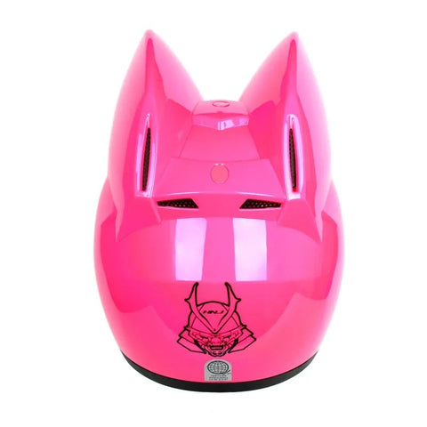 Pink HNJ Motorcycle Helmet with Cat Ears & Black Visor